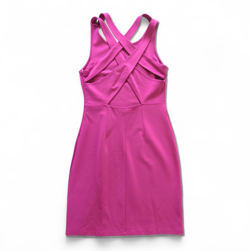 Black Swan Hot Pink Open Back Strappy Bodycon Going Out Mini Dress M - Picture 4 of 10